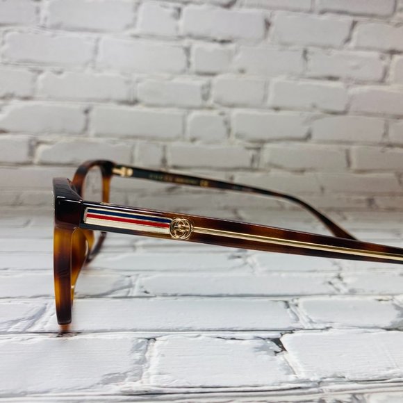 Gucci Rectangular Brown Havana And Gold Eyeglasses Glasses Frames - Picture 5 of 13